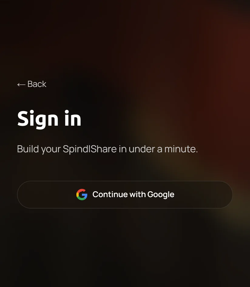 Sign in as a page of its own, one Continue with Google button