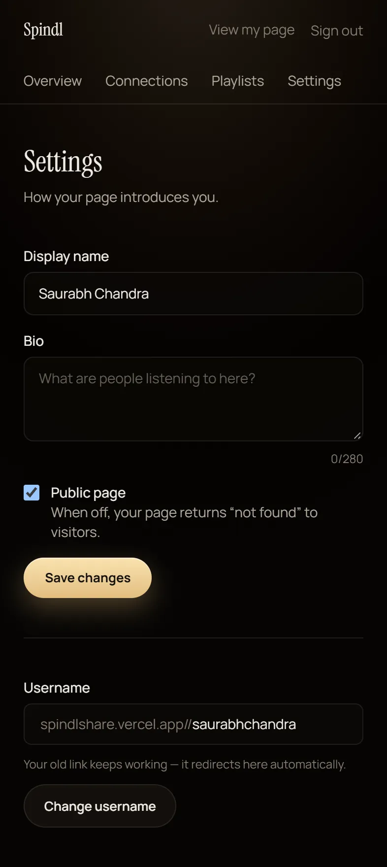 Aug 1 build: a Public page checkbox and one Save